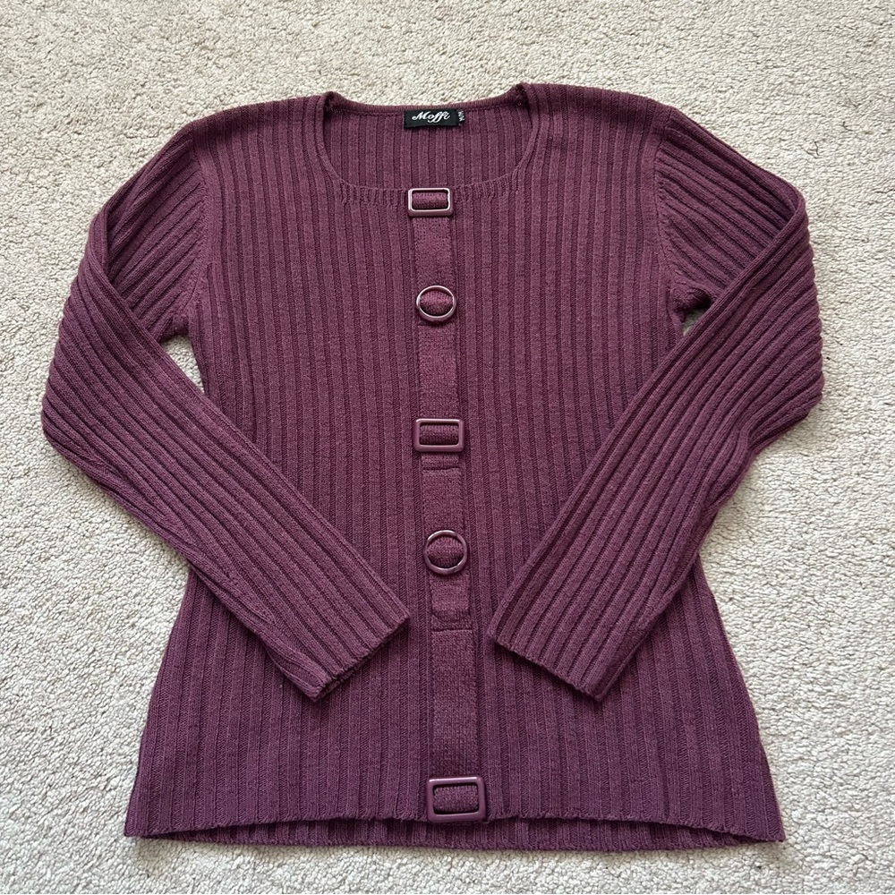 Moffi Plum Ribbed Sweater
